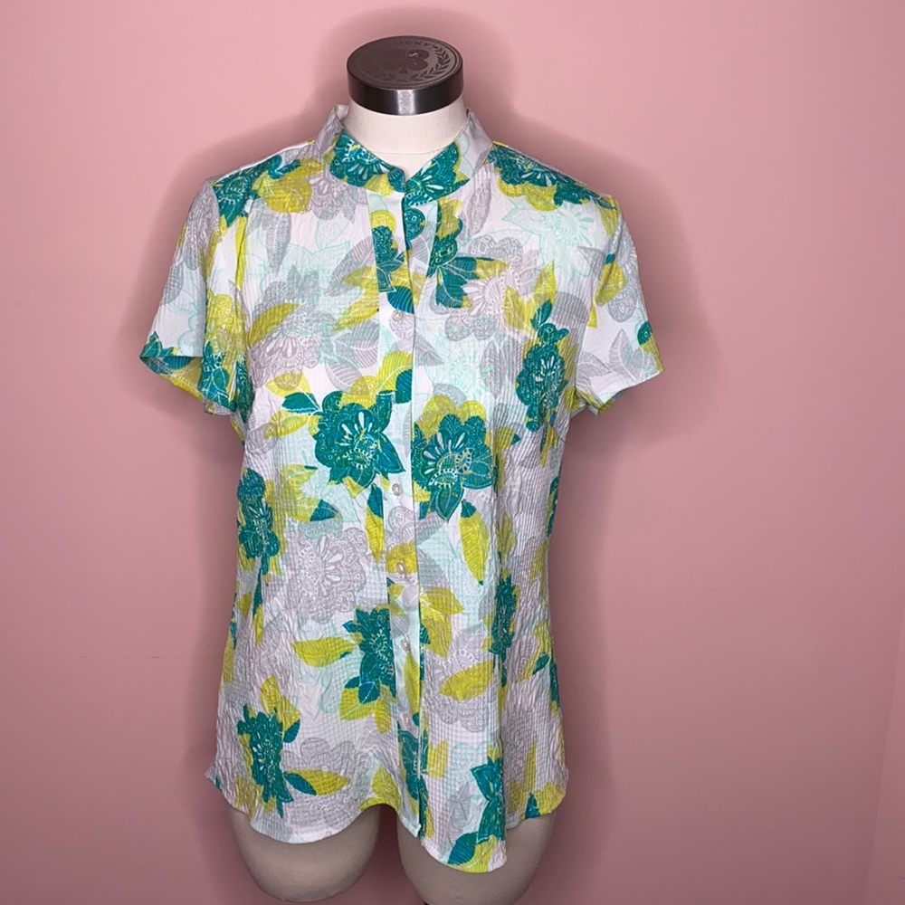 NWT Christopher & Banks Floral Button Down Shirt